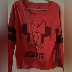 Disney Parks Light Red Minnie Mouse Jersey Long sleeve Size M